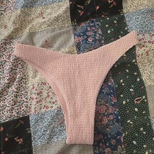 Hollister Smocked Cheeky Ultra High Rise Bikini Bottoms Light Pink Size Small